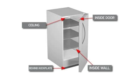 Upright refrigerator model number location