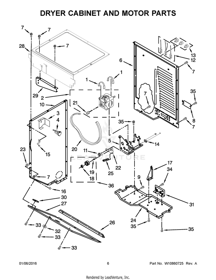 Maytag Dryer Cabinet And Motor Parts 3393721